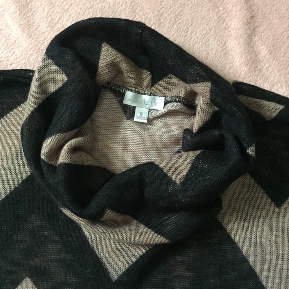 Charming Charlie Black and Tan Chevron Sweater - Picture 3 of 5